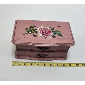 Vintage Wooden Jewelry Box with Mirror